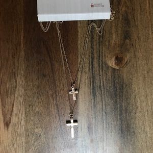 Double chain gold cross necklace